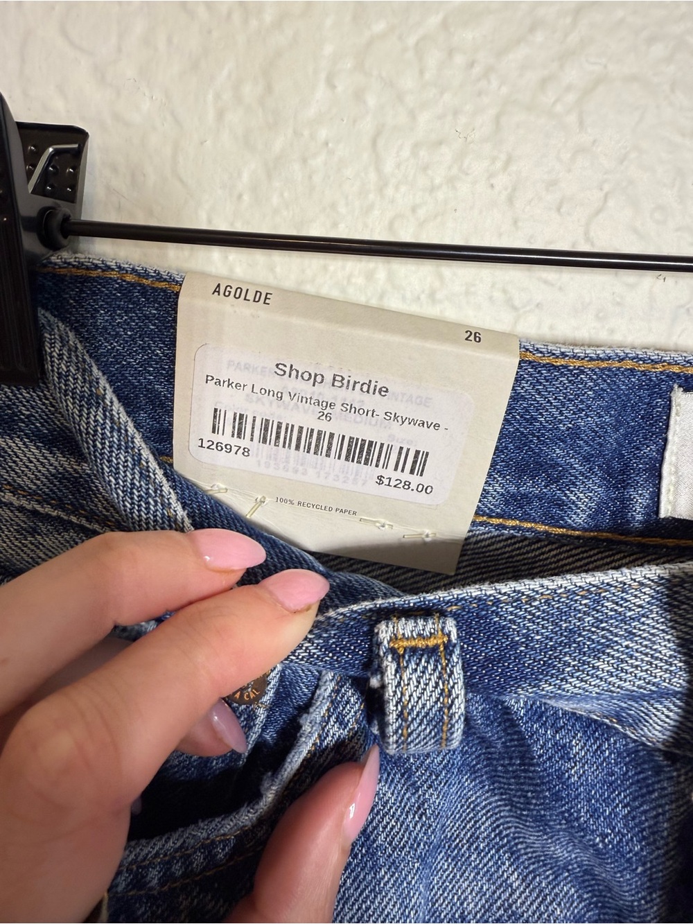 NWT Agolde Parker Long Denim Shorts - Skywave - Picture 7 of 7